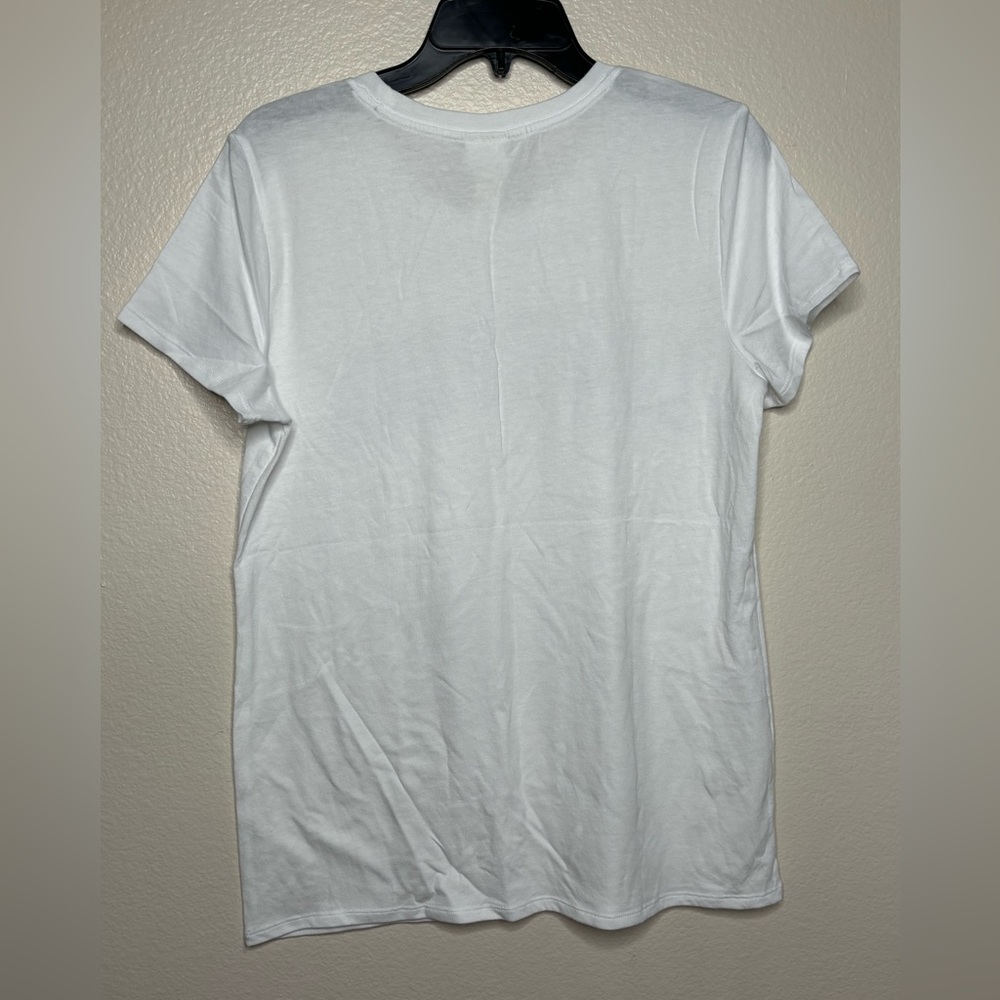 🇺🇸 Victoria Secret Pink White Top With Multicolored Rhinestone Lettering - Picture 2 of 4